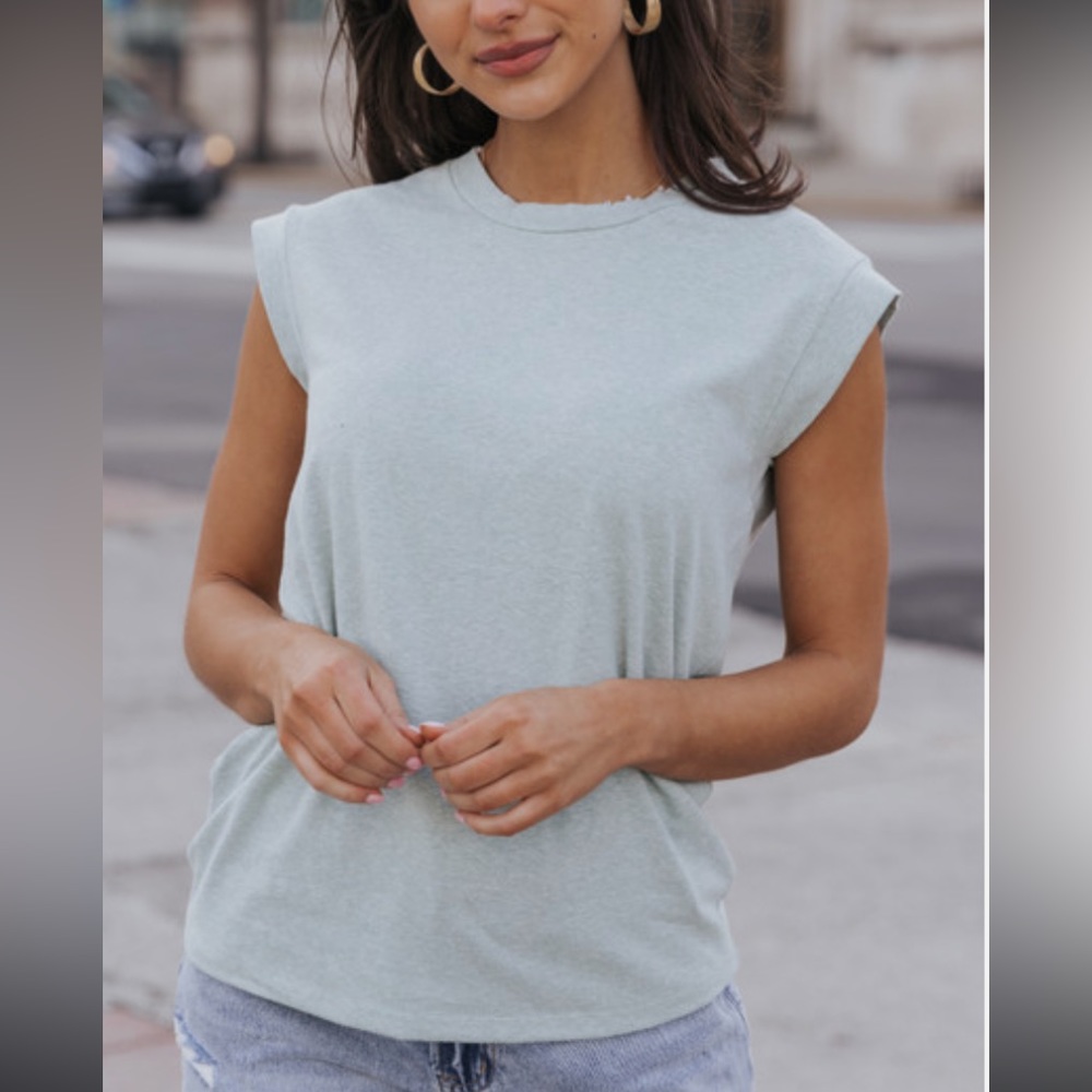 Sleeveless Crewneck Tri-Blend Top - Sage - Small